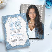 Denim Diamonds Glitzer Chic Frame Foto Sweet 16 Einladung