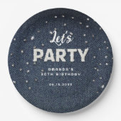 Denim Diamonds Glitzer Kristall Chic Let's Party Pappteller (Vorderseite)