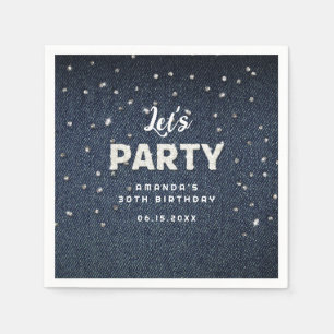 Denim Diamonds Glitzer Kristall Chic Let's Party Serviette