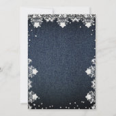 Denim Diamonds Glitzer Lace Elegantes Brautparty Einladung (Rückseite)