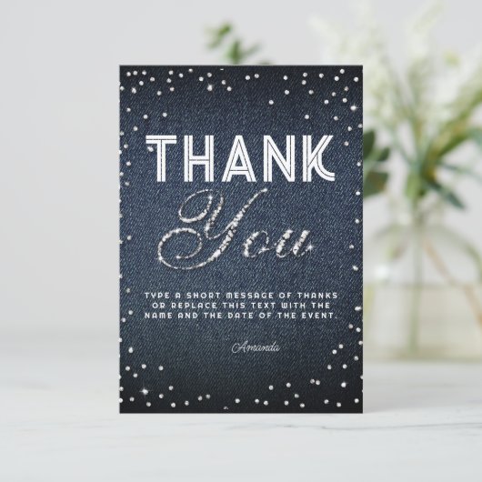 Denim Diamonds Glitzer Rhinestones Chic Danke (Stehend Vorderseite)