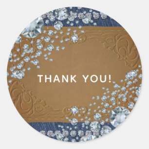 Denim & Diamonds Glitzernde Lederjeans Trend Gefal Runder Aufkleber