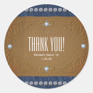 Denim & Diamonds Jeans Label Geburtstagsparty Gefa Runder Aufkleber