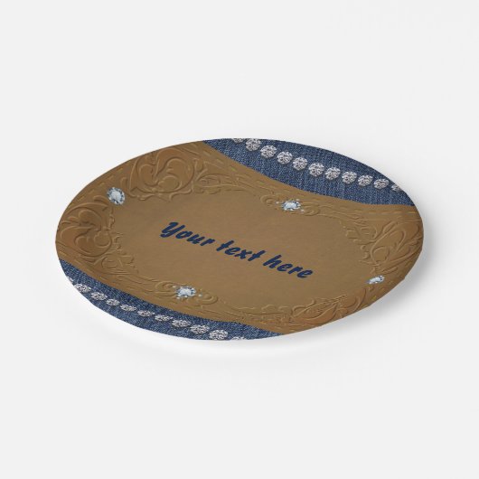 Denim & Diamonds Jeans Label Glam Party Pappteller (Schrägansicht)