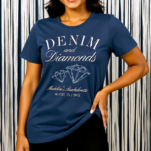 Denim Diamonds Junggeselinnen-Abschied Blue Custom Tri-Blend Shirt