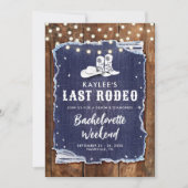 Denim Diamonds Last Rodeo Rustic Chic Bachelorette Einladung (Vorderseite)