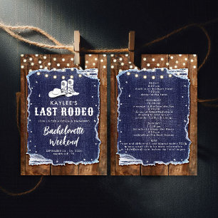 Denim Diamonds Last Rodeo Rustic Chic Bachelorette Einladung