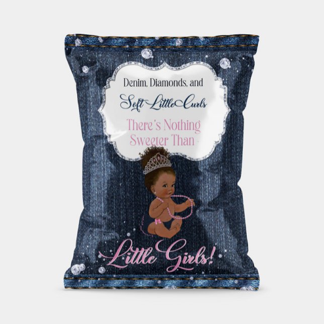 Denim, Diamonds & Little Girls Chip Bag Wrapper (Party Favor Chip Bag Wrap)