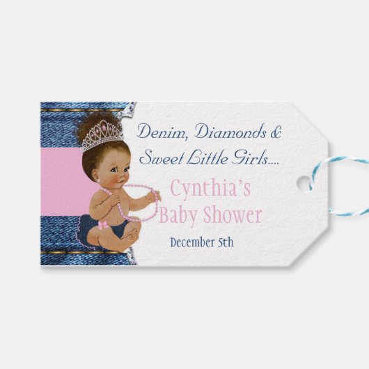 Denim, Diamonds, Little Girls Geschenkanhänger (Vorderseite (Horizontal))