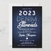 Denim Diamonds Modern Chic Foto Graduation Party Einladung (Vorderseite)