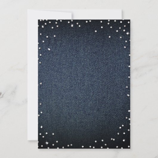 Denim Diamonds Modern Minimalistisch 30. Geburtsta Einladung (Rückseite)