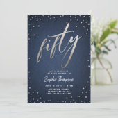 Denim Diamonds Modern Minimalistisch 50. Geburtsta Einladung (Stehend Vorderseite)