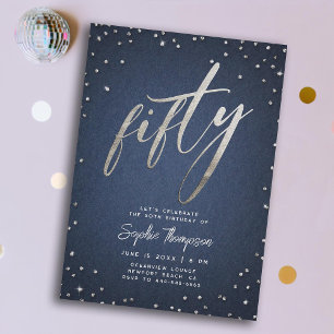 Denim Diamonds Modern Minimalistisch 50. Geburtsta Einladung