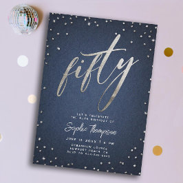 Denim Diamonds Modern Minimalistisch 50. Geburtsta Einladung