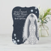 Denim & Diamonds Modernes Rustikales Brautparty Einladung (Stehend Vorderseite)