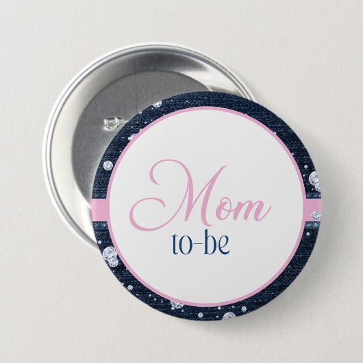 Denim & Diamonds Mom-to-Be Button (Vorne & Hinten)