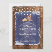 Denim Diamonds Party Cowgirl Chic Rustic Geburtsta Einladung (Vorderseite)