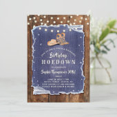 Denim Diamonds Party Cowgirl Chic Rustic Geburtsta Einladung (Stehend Vorderseite)