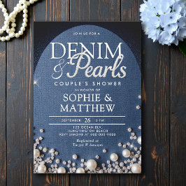 Denim Diamonds Pearls Arch Coed Blue Couple Dusche Einladung