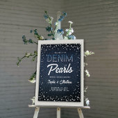 Denim Diamonds Pearls Blue Couple Dusche Willkomme Poster