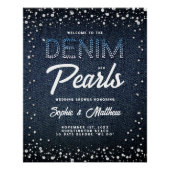 Denim Diamonds Pearls Blue Couple Dusche Willkomme Poster (Vorderseite)