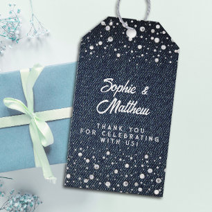 Denim Diamonds Pearls Blue Couple Polterabend Geschenkanhänger