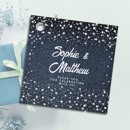 Denim Diamonds Pearls Blue Couple Polterabend Geschenkanhänger