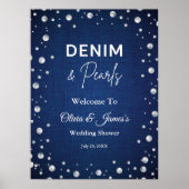 Denim Diamonds Pearls Blue Couple's Dusche Willkom Poster (Vorne)