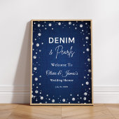 Denim Diamonds Pearls Blue Couple's Dusche Willkom Poster