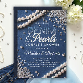 Denim Diamonds Pearls Elegante Moderne Dusche Einladung