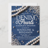Denim Diamonds Pearls Eleganter Typ Dusche Einladung (Vorderseite)