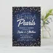 Denim Diamonds Pearls Foto Dusche Einladung (Stehend Vorderseite)