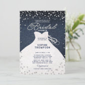 Denim Diamonds Pearls Glitzer Dress Brautparty Einladung (Stehend Vorderseite)