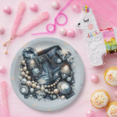 Denim Diamonds & Pearls Jeans Bling Birthday Party Pappteller (Party)