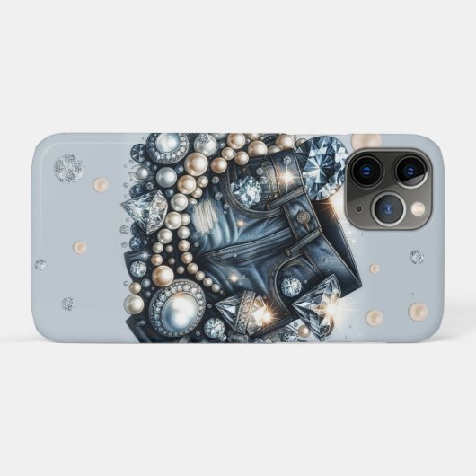 Denim Diamonds & Pearls Jeans Bling Case-Mate iPhone Hülle (Rückseite (Horizontal))
