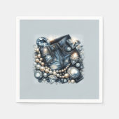 Denim Diamonds & Pearls Jeans Bling Party Serviette (Vorderseite)