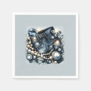 Denim Diamonds & Pearls Jeans Bling Party Serviette