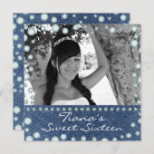 Denim Diamonds Picture Foto Sweet 16 Einladung (Vorne/Hinten)