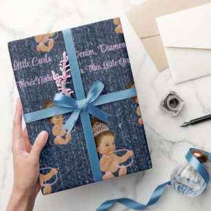 Denim & Diamonds Prinzessin Baby Geschenkpapier