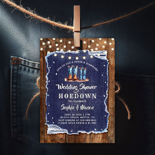 Denim Diamonds Rustic Hoedown Brautparty Einladung