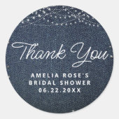 Denim Diamonds Rustic Lights Script Vielen Dank Runder Aufkleber (Vorderseite)