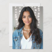 Denim Diamonds Rustic Wood Elegant Photo Sweet 16 Einladung (Rückseite)