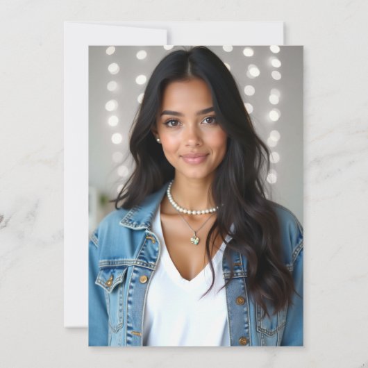 Denim Diamonds Rustic Wood Elegant Photo Sweet 16 Einladung (Rückseite)