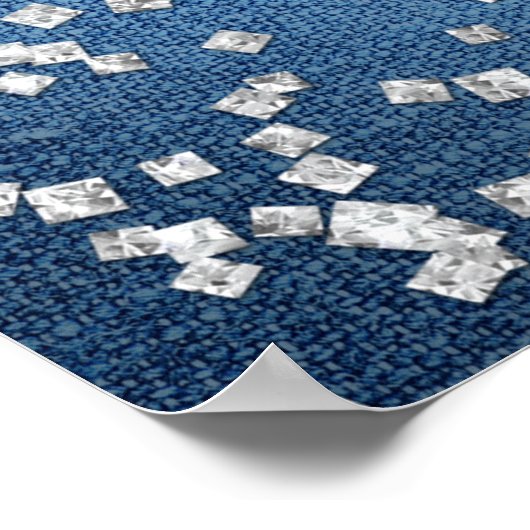 Denim & Diamonds Scattered Bling Poster Banner (Ecke)