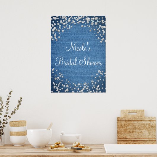 Denim & Diamonds Scattered Bling Poster Banner (Küche)