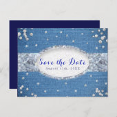 Denim & Diamonds Scattered Bling Save the Date Ankündigungspostkarte (Vorne/Hinten)