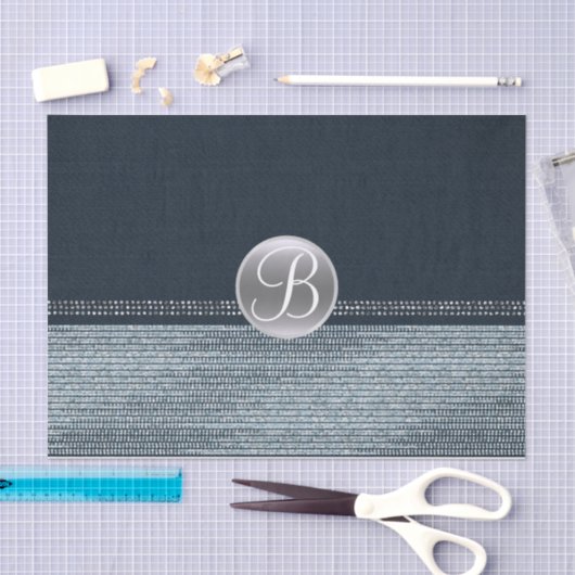 Denim Diamonds Sparkle Glam Monogram Initial Seidenpapier (Handwerk)