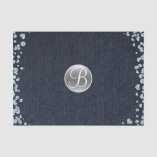Denim Diamonds Sparkle Glam Monogram Initial Seidenpapier