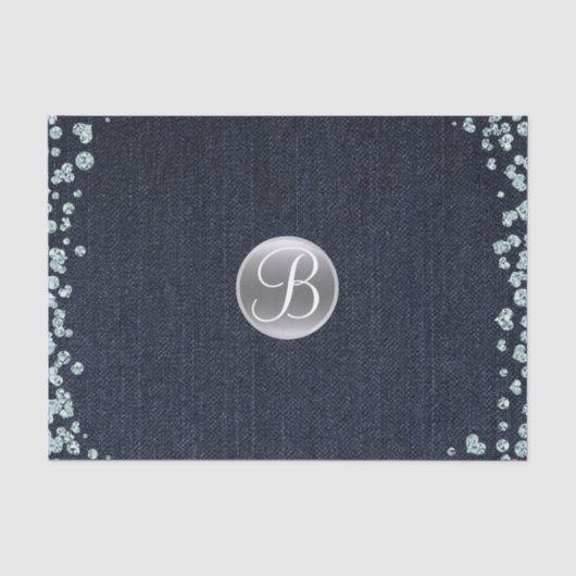 Denim Diamonds Sparkle Glam Monogram Initial Seidenpapier (Vorderseite)