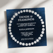 Denim Diamonds Square Halo Birthday Party Einladung
